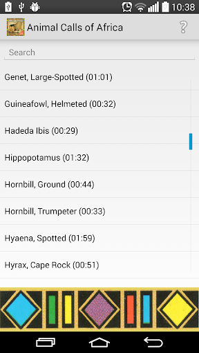 Android application Animal Calls of Africa screenshort