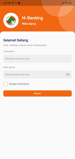 Android application M-Banking Mitra Karya screenshort