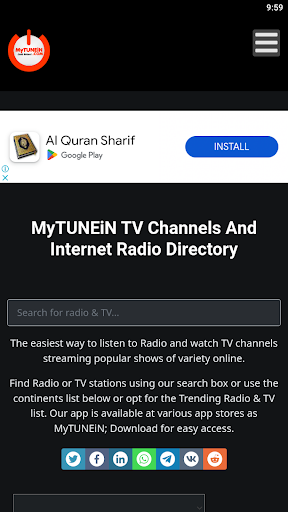 Android application MyTUNEiN - Internet Radio & TV screenshort
