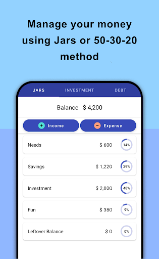 50 30 20 & Jar money manager Screen 2