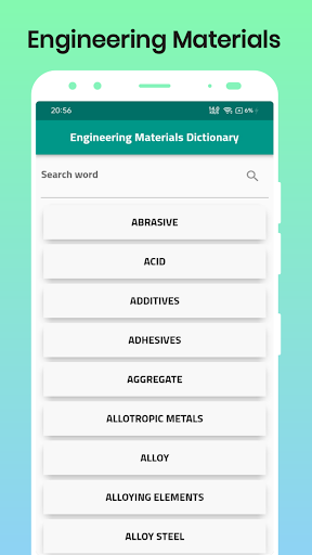 Android application Engineering Materials screenshort