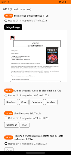 Android application Produse Retrase screenshort