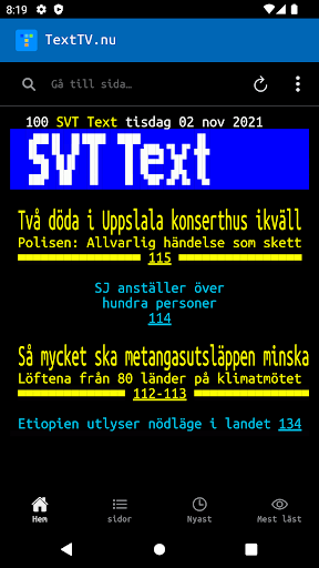 Android application TextTV.nu: smartare SVT Text screenshort