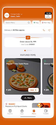 Tossin Pizza Online Delivery Screen 2