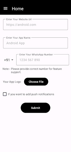 Android application Website to app screenshort