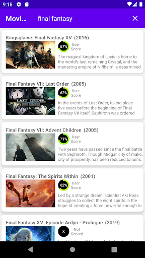 Android application Movie Xplorer screenshort