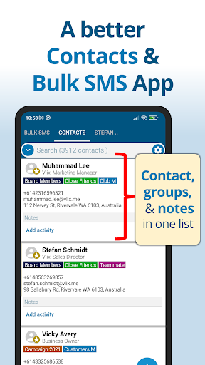 Android application Vlix: Contacts & Bulk SMS/Text screenshort