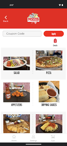 Screenshot of Mozzi's Pizza