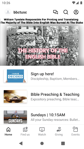 Android application Bible Baptist Church TC screenshort