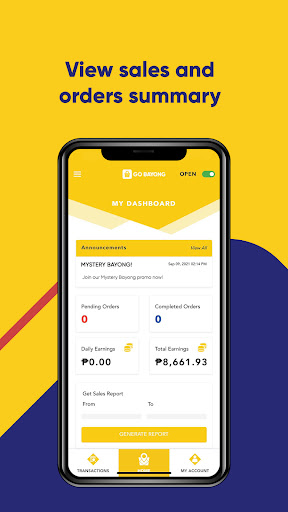 Android application GO BAYONG Seller App screenshort
