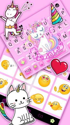 Pink Cat Unicorn Keyboard Back Screen 3