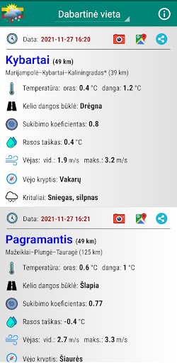 Android application Orų stotelės screenshort