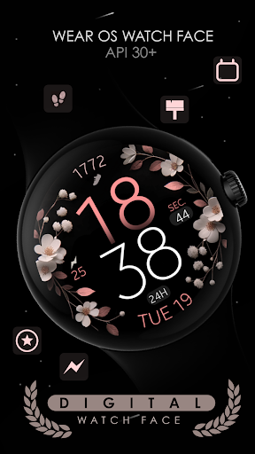 Android application Rose Gold Floral Watch Face screenshort
