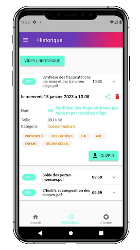 Android application eTicket Analytik screenshort