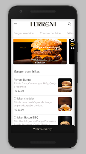 Android application Ferroni Burger screenshort
