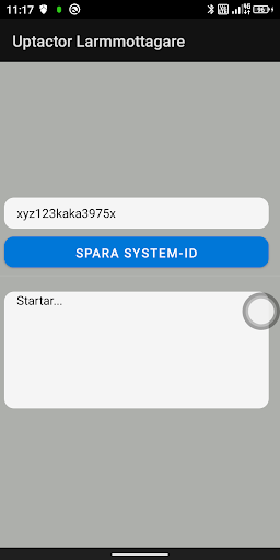 Android application Uptactor Larmmottagare screenshort