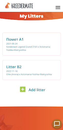 Litter Diary Breedermate Screen 3