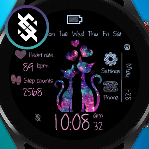 BFF20- Neon Art Cat Couple logo