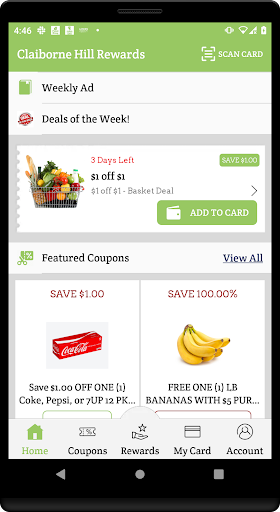 Android application Claiborne Hill Rewards screenshort