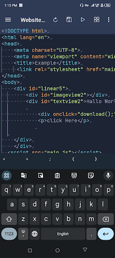 WebsiteIDE: HTML Code Editor Screen 2