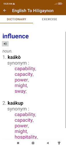 English Hiligaynon Dictionary Screen 3