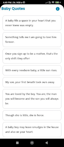 Android application Baby Quotes and Sayings screenshort
