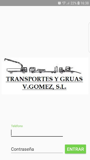 Android application Transportes y Grúas V. Gómez screenshort