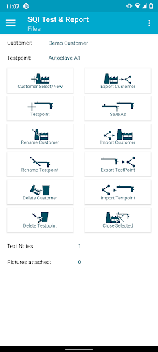 SQI Test and Report Screen 2