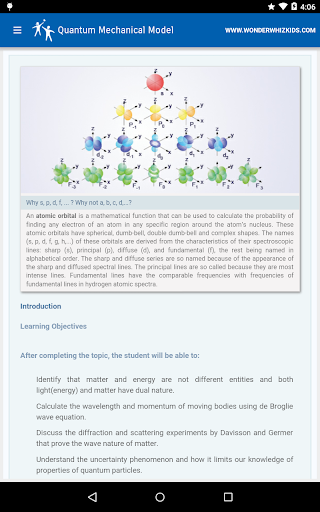 Android application Quantum Mechanical Model screenshort