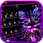 Purple Neon Cat Keyboard Theme Apk