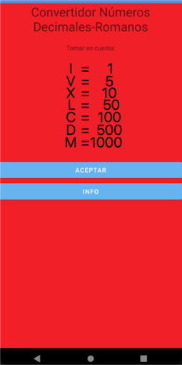 Android application Convertidor Romano-Decimal screenshort