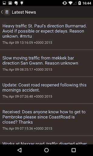 Android application Maltese Roads Traffic Updates screenshort