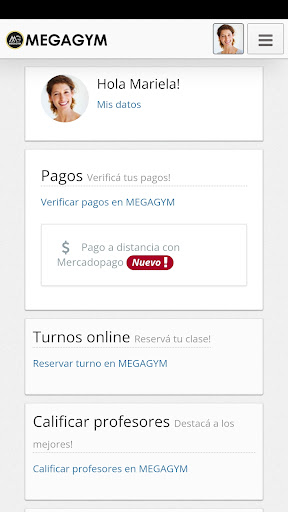 Android application MEGAGYM screenshort