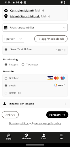 Sveataxi Skåne Screen 2