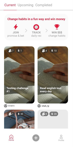 Android application Challenge me today screenshort