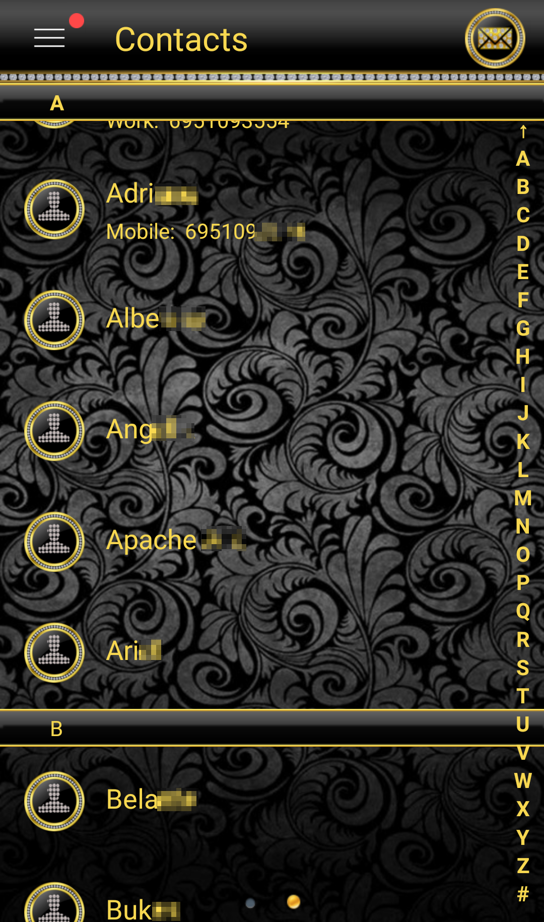 Android application THEME FOR GO SMS GOLD DIAMONDS screenshort