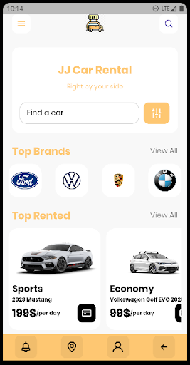 Android application JJ Car Rental screenshort