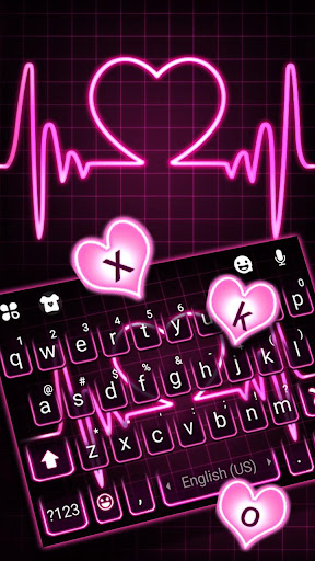 Pink Neon Heart Theme Screen 2