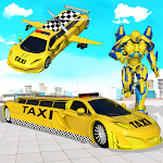 Cover Image of Download Flying Limo Car Taxi Helicopter Car Robot Games 1 APK