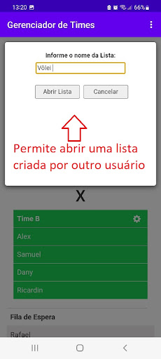 Gerenciador de Times Screen 2