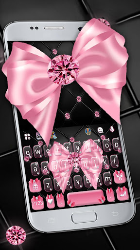 Android application Luxury Pink Bow Keyboard Theme screenshort