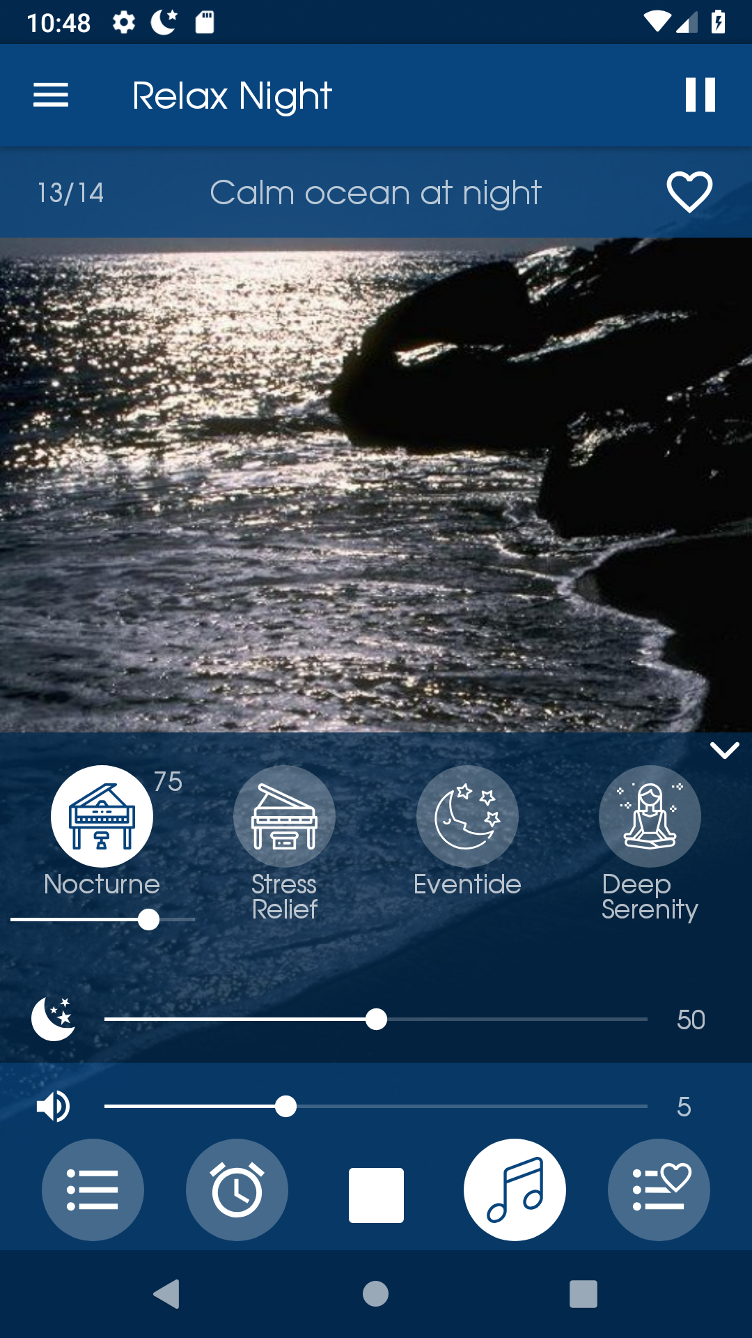 Android application Relax Night - Nature sounds: sleep & meditation screenshort