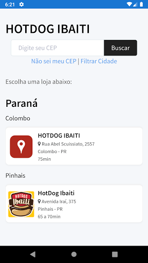 Android application HotDog Ibaiti screenshort