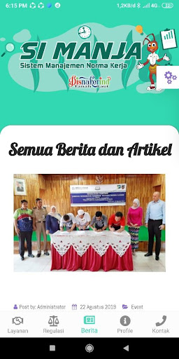 Android application SI MANJA (Sistem Manajemen Nor screenshort