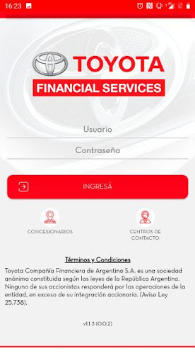 Toyota Servicios Financieros Screenshot