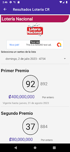 Resultados Lotería Costa Rica Screen 2