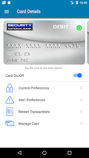 Android application SNB Card Command screenshort