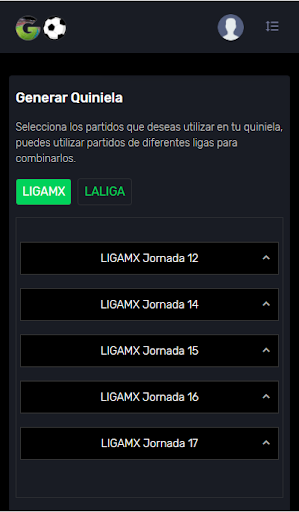 Crea y administra tu Quiniela Screen 3