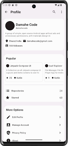 Android application Jetpack Compose UI screenshort