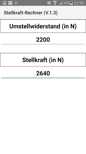 Stellkraft-Rechner Screen 2